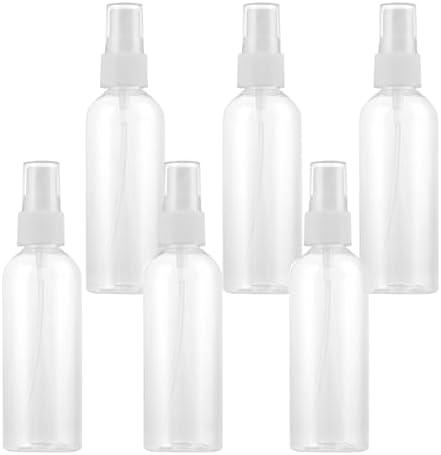 ASelected 6X100Ml Spray Bottles Clear Empty Fine Mist Plastic Mini Travel Bottle Set Small Plastic Mist Perfume Atomiser Bottles For Makeup Water Alcohol