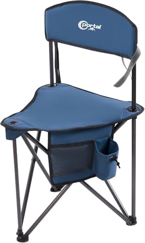 Portal Camping Stool Folding with Backrest Portable Collapsible Seat Small Chair for Adults Pop up Stool Travel Seat Tall Lightweight for Hiking Backpacking Festival Fishing Walking Events 102KG