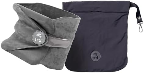 trtl Travel Pillow - Airplane Pillow for Neck and Shoulder Support - Soft, Lightweight, Machine-Washable Travel Pillows for Airplanes - Grey