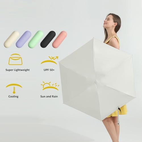 BAODINI Mini Travel Umbrella With Case Small Compact UV Umbrella Protection Sun Lightweight Tiny Pocket Umbrella - Image 7
