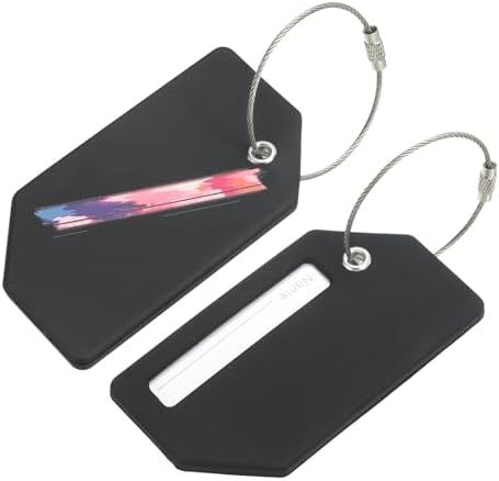 sourcing map Silicone Luggage Tags 3.6"x2" Baggage Handbag ID Card Labels for Travel Suitcase Bag Initial Letter I, Black, Pack of 2