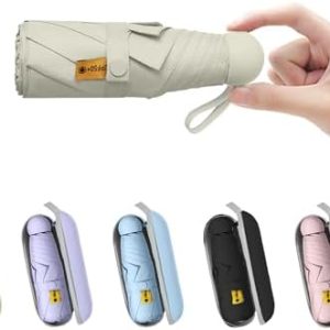 BAODINI Mini Travel Umbrella With Case Small Compact UV Umbrella Protection Sun Lightweight Tiny Pocket Umbrella