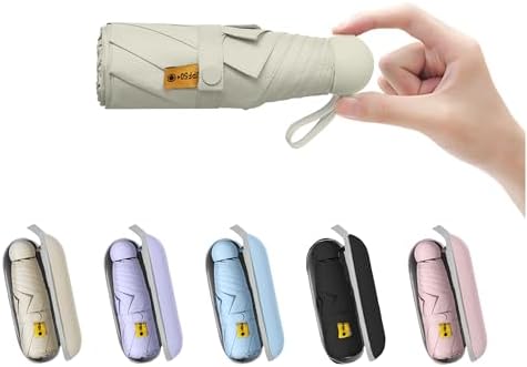 BAODINI Mini Travel Umbrella With Case Small Compact UV Umbrella Protection Sun Lightweight Tiny Pocket Umbrella