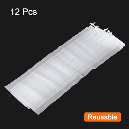sourcing map 12pcs Umbrella Bags 25.2"x4.3" Wet Umbrella Sleeve Cover Reusable Folding Umbrella Storage Bag with Drawstring for Folding Travel Umbrellas, White - Image 3