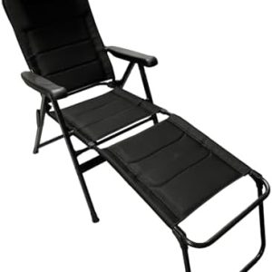 Vanilla Leisure Camping Chair & Leg Rest Set - Heavy Duty Max 150kgs Load Camping Chairs for Adults - Extendable Headrest & 7 Reclining Positions - Chair for Picnic Festival & Travel - D80xW63xH112cm