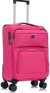 Aerostar Carry-on 20" Lightweight Soft Expandable Suitcase, Hand Luggage 4 Wheels & Combination Lock, 55x35x20cm | Accepted All Airlines easyjet, RyanAir, British Airways (Cerise Pink, 36 litres)