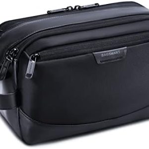 BAGSMART Toiletry Bag for Men, Travel Toiletry Organizer, Dopp Kit Water-Resistant Shaving Bag for Toiletries Accessories, Black