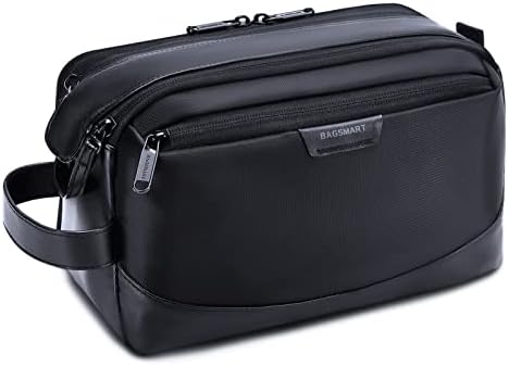 BAGSMART Toiletry Bag for Men, Travel Toiletry Organizer, Dopp Kit Water-Resistant Shaving Bag for Toiletries Accessories, Black
