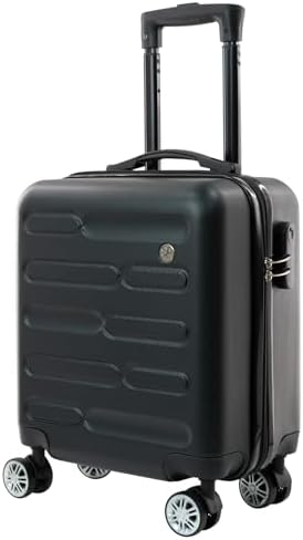 Cabin Suitcase, Easy Jet 45x36x20 Cabin Bag | Lightweight, Telescopic Handle, Hard Shell Small Carry on Suitcase with Wheels | Travel Luggage (Black)