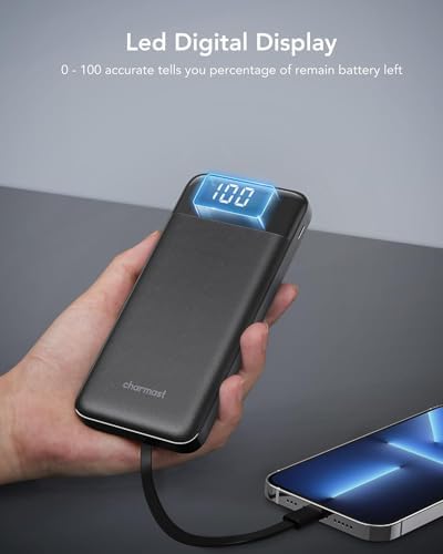 Charmast Power Bank with Built in Cables X 4, 10000mAh USB C Battery pack 6 Outputs 3 Inputs with LED Display Type C Powerbank Portable Charger Compatible with Smartphones Tablets and More - Image 7