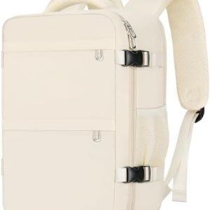 Cabin Bags 40x20x25 for Ryanair, Small Underseat Carry-ons Bag Hand Luggage Bag Travel Backpack Cabin Size 20L Fit 14 Inch Loptop Bags for Women Men with Trolley Sleeve - Beige