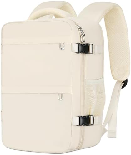 Cabin Bags 40x20x25 for Ryanair, Small Underseat Carry-ons Bag Hand Luggage Bag Travel Backpack Cabin Size 20L Fit 14 Inch Loptop Bags for Women Men with Trolley Sleeve - Beige