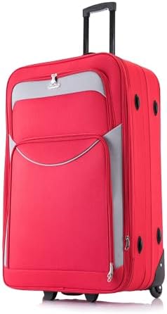 32" Extra Large Suitcase Lightweight Luggage Expandable Hold Check in Travel Bag on Wheels RED 129L