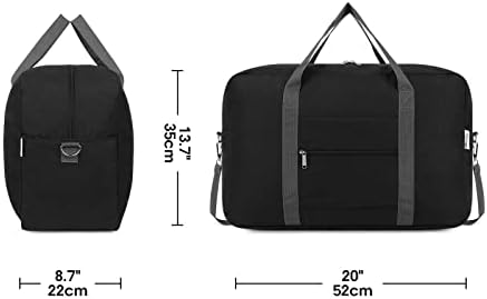 Large Cabin Bag 56x45x25, Weekend Overnight Bag for Women, Holdall Hospital Bag for Women, Travel Duffel Bag Carry on Luggage for Men 40L (Black) - Image 5