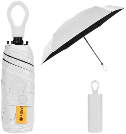 Vicloon Mini Umbrella, UPF 50 UV Protection 99.9% Mini Sun Travel Umbrella Pocket Umbrella, 6 Ribs Lightweight Compact Folding Umbrella Rain and Sun Umbrella for Travel,School,Daily Life White - Image 7