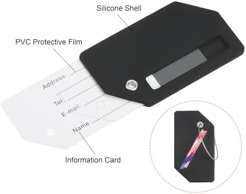 sourcing map Silicone Luggage Tags 3.6"x2" Baggage Handbag ID Card Labels for Travel Suitcase Bag Initial Letter I, Black, Pack of 2 - Image 6