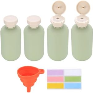 4 Pcs 200ml Travel Bottles for Toiletries, Squeeze Bottles, Silicone Travel Bottles, Refillable Plastic Travel Containers, Leak Proof Empty Flip Cap Squeezable Shampoo and Conditioner Bottles