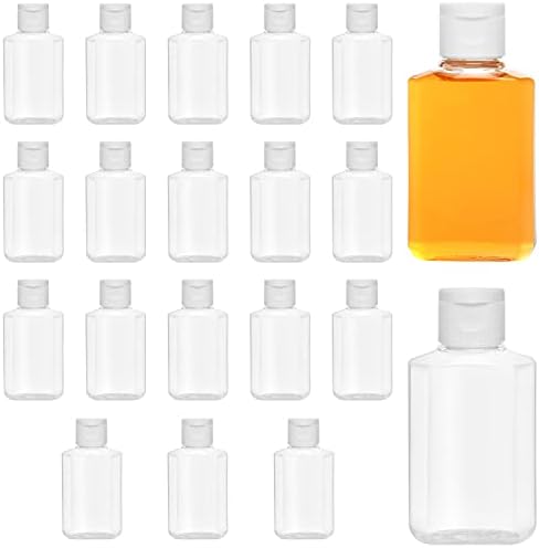 BELLE VOUS 20 Pack Clear Plastic Flip Cap Refillable Bottles - 60ml Liquid Containers - Reusable Empty Squeeze Cosmetic Bottles for Travel, Toner, Lotion, Conditioner, Toiletries, Shampoo, and More