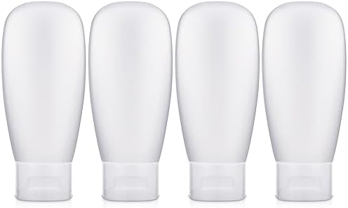 Thinp 4 Pack Travel Bottles for Toiletries, 60ml Portable Leak Proof Travel Containers for Toiletries Travel Toiletry Bottles Refillable Squeeze Bottles for Shampoo Body Lotion Bath Shower Gel