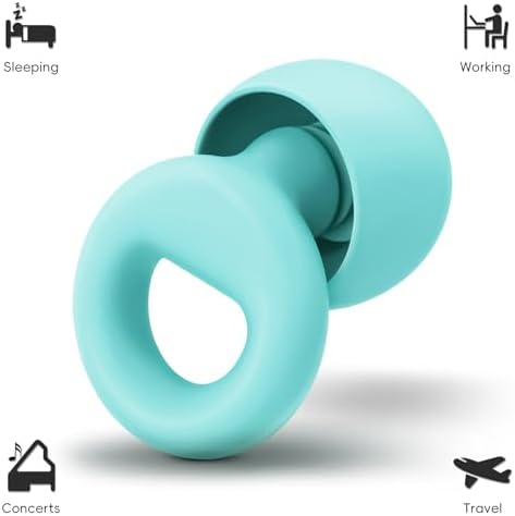 Ear Plugs for Noise Reduction–2 Pairs Super Soft, Reusable Hearing Protection in Flexible Silicone for Sleep, Noise Sensitivity & Flights-8 Ear Tips in XS/S/M/L–27dB Noise Cancelling–Light Blue - Image 3