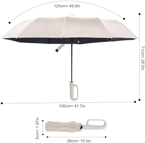 Ring Buckle Umbrella,Compact Folding Travel Umbrella for Rain & Sun, Automatic Open Close,10 Ribs, Portable Umbrella for Men and Women - Image 7