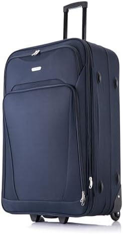 26" Medium Suitcase Lightweight Luggage Expandable Hold Check in Travel Bag on Wheels Blue 69L