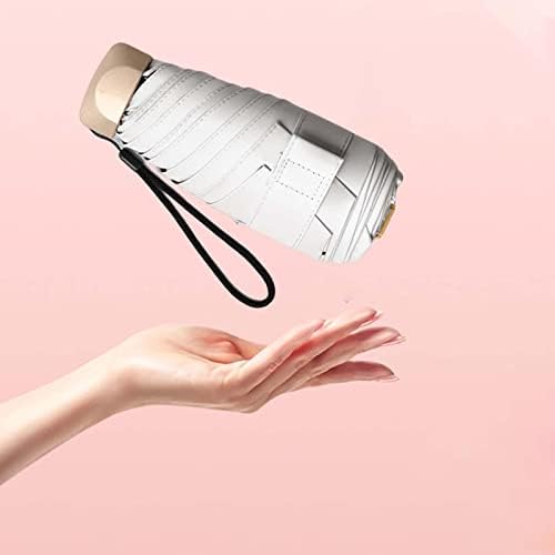 Travel Umbrella Compact Umbrella Collapsible Small Umbrella Sturdy for Sun and Rain Backpack Umbrellas, White - Image 3