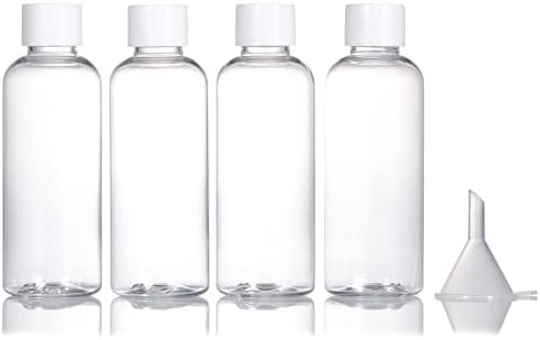 4pcs Travel Bottles,80ml Refillable Clear Empty Plastic Travel Size Containers Bottles with Screw Lids for Toiletries,Soap,Shampoo and Conditioner