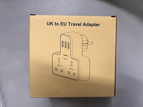UK to European Plug Adapter, TESSAN Grounded Schuko European Plug Travel Adapter with 3 USB, UK to EU Euro Europe for Spain France Iceland Germany Greece Poland Type E F Adaptor - Image 9