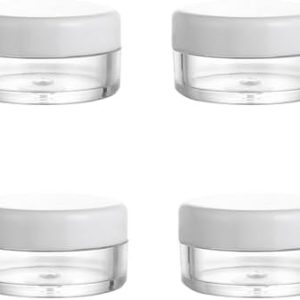 Empty Sample Pots, 4 Pcs Empty Plastic Cosmetic Jars, Clear Travel Cosmetic Container, Mini Cosmetic Containers, for Face Creams, Sample, Make-Up