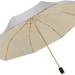Meichoon UPF 50+ UV Protection Travel Reverse Umbrella Reflective Silver Double Layer Cover 8 Ribs Reinforced Windproof Sun Blocking Foldable Compact for Hiking Backpacking
