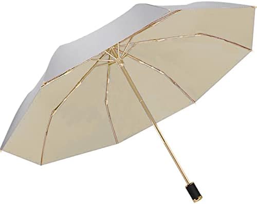 Meichoon UPF 50+ UV Protection Travel Reverse Umbrella Reflective Silver Double Layer Cover 8 Ribs Reinforced Windproof Sun Blocking Foldable Compact for Hiking Backpacking