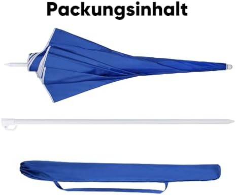 Sekey® 1.6m Beach Umbrella with Cover, Portable Tilting Garden Parasol Umbrella, Small Parasol for Beach/Pool/Patio, Round Sunscreen UV20+ Blue - Image 5