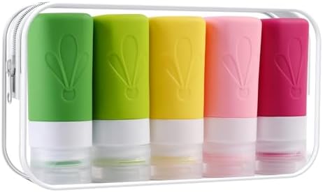 INSFIT Travel Bottles for Toiletries, CAA Approved 2oz Travel Size Containers, BPA Free Leak Proof Squeezable Silicone Tubes for Shampoo Conditioner Lotion Soap with Labels