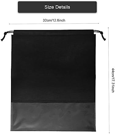 GAOHAN 10 Pcs Travel Shoe Bag,Shoe Bags,Shoe Bags for Travel,Drawstring Non-Woven Shoes Storage Bags with Transparent Window for Daily and Travel Use(Black) - Image 2