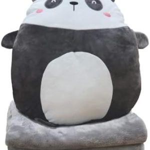 Panda Plush Pillow 16 Inch, Blanket in Cute Plush Pillow, Panda Stuffed Animal, Girls Boys Gifts for Birthday, Valentine, Christmas, Travel, Holiday