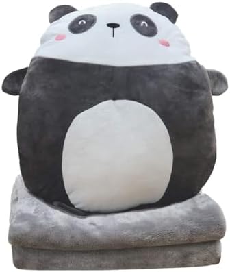 Panda Plush Pillow 16 Inch, Blanket in Cute Plush Pillow, Panda Stuffed Animal, Girls Boys Gifts for Birthday, Valentine, Christmas, Travel, Holiday