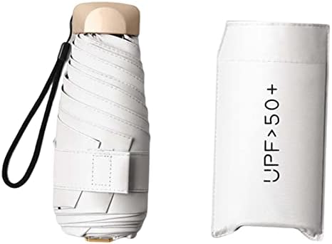 Travel Umbrella Compact Umbrella Collapsible Small Umbrella Sturdy for Sun and Rain Backpack Umbrellas, White - Image 6