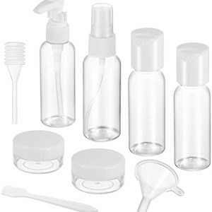 Travel Bottles for Toiletries, 9 PCS Leak Proof Refillable Travel Containers Liquid Containers with Clear Toiletries Bag for Cosmetic Shampoo Lotion Makeup Shower Hand Soap