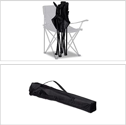 Folding Camping Chair – Outdoor Portable Garden Chair, Lightweight Design Lounger Seat with Cup Holder – Ideal for Summer to go Beach, Sun Bathing, Fishing, Parties, Trips and BBQs (Black) - Image 2