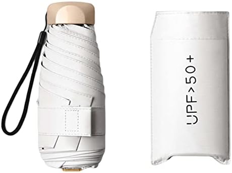 Travel Umbrella Compact Umbrella Collapsible Small Umbrella Sturdy for Sun and Rain Backpack Umbrellas, White - Image 7