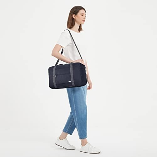 Small Cabin Bag 40x20x25 for Ryanair Airlines Underseat Travel Bag Water-Resistant Hand Luggage Bag Holdall Bag Weekend Overnight Bag for Women Men by WANDF (Dark Blue 20L with Should Strap) - Image 8