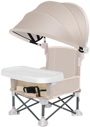 Baby Folding Dining Chair with Canopy and Removable Tray, Portable Baby Travel Seat Booster Toddler Dining Seat for Indoor Outdoor Camping Beach Lawn - Image 8