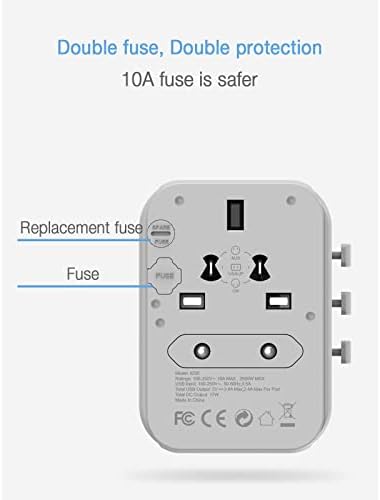 TESSAN Universal Travel Adapter Worldwide with 4 USB, International Travel Adapter UK to European Power Universal Plug Adaptor for EU USA Australia Thailand (Type C, G, A, I),Grey White - Image 7