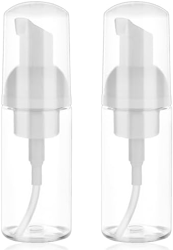2 Pack Foam Pump Bottle Travel Small Size Mousse Foam Soap Dispenser Mini Empty Clear Plastic Foaming Soap Dispenser Refillable Pump Containers for Face Wash Lash Shampoo Skin Care 50 ml/1.7 oz