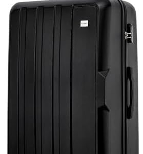 24" Medium Suitcase Super Lightweight 4 Wheel Spinner Hard Shell ABS Luggage Hold Check in Travel Case 65 Litre Black