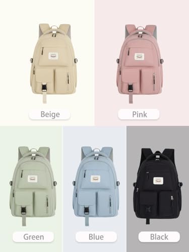 FIORETTO Lightweight School Backpack Womens, Cute School Bag for Teenager Girls, 14 Inch Laptop Rucksack Casual Daypack Backpack for Travel College Work Green - Image 9