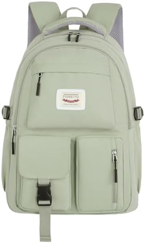 FIORETTO Lightweight School Backpack Womens, Cute School Bag for Teenager Girls, 14 Inch Laptop Rucksack Casual Daypack Backpack for Travel College Work Green - Image 2