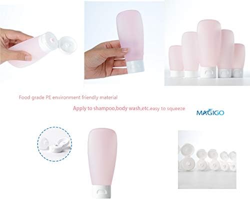 Pink Toiletries Leak Proof Travel Bottle Set (16 Pack), TSA Approved Airline Carry-On with Clear Bags for Women - Image 4