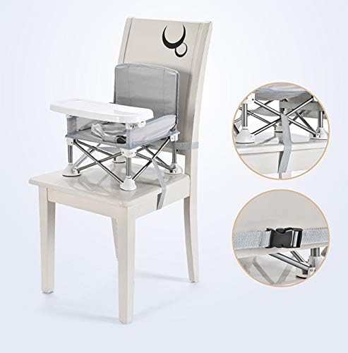 Baby Folding Dining Chair Portable High Multifunctional Child Little Seat Dining Aluminum Alloy Travel Compact Booster Seat with Tray Black - Image 3
